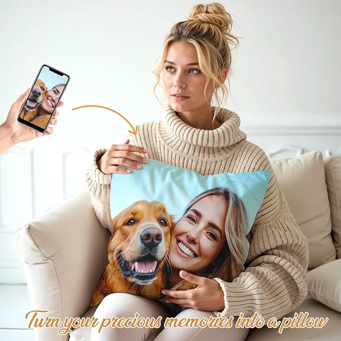 Custom Pillow with Picture & Text - Include Insert, Personalized Photo Pillow Double-Sided Printing | 5 Sizes & 10 Colors Optional, Customized Pillow Gifts for Best Friend