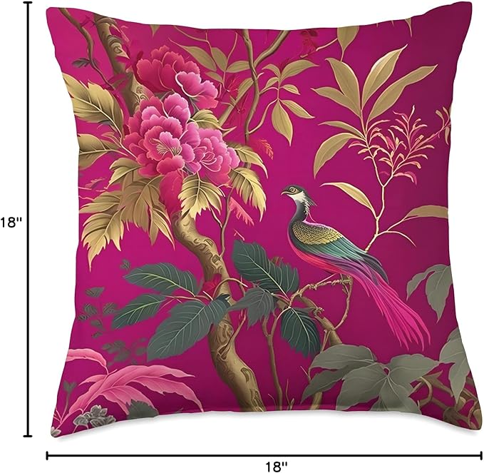 Thibaut daintree in Fuchsia Botanical Bright Chinoiserie Throw Pillow