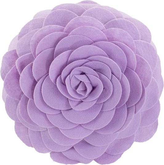 Fennco Styles Eva's Flower Garden Decorative Filled Throw Pillow 13" Round - Lilac Floral Accent Pillow for Home, Couch, Bed, Living Room, Holiday and Office Décor