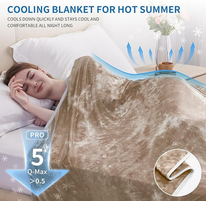 Guohaoi Cooling Blanket (90"x90"Queen Size) for Hot Sleepers and Night Sweats,Decortive Tie Dye,Arc-Chill Q-Max >0.5 Cool Fiber,Ultra Cold Breathable,Comfortable,Keep Cool,Hypo-Allergenic,All-Season