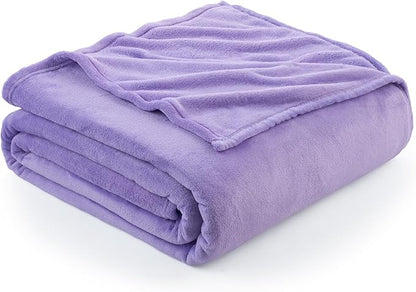 Hansleep Fleece Lilac King Blanket, Super Soft Flannel Fuzzy Plush Cozy Blanket for All Seasons, Lilac, King 90x108 Inches