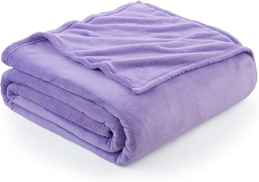 Hansleep Fleece Lilac King Blanket, Super Soft Flannel Fuzzy Plush Cozy Blanket for All Seasons, Lilac, King 90x108 Inches