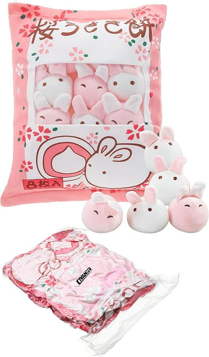 Civaner Cute Plush Pillow Kawaii Room Decor Throw Pillow Removable Stuffed Animal Fluffy Christmas Home Decor Gifts(Bunny)