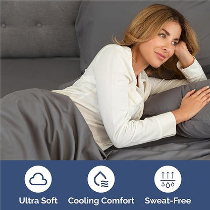 Full 6 Piece Sheet Set - Comfy Breathable & Cooling - Ultra-Soft Hotel Luxury Bedding Set with 8-16 Inch Deep Pockets - 1 Flat & 1 Fitted Sheet & 4 Pillowcases - Wrinkle Free & Easy Care - Dark Grey