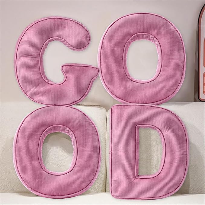 Pink Letter Plush Pillow, Letter Hugging Throw Pillows, Decorative Corduroy Initial Letter Shaped Throw Pillows, Letter Pillows English Alphabet A to Z for Sofa Bedroom Living Room Decor (Z)