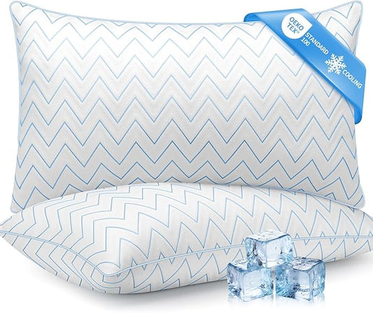 DIORIS Pillows Queen Size Set of 2 - Luxury Hotel Collection Cooling Bed Pillows for Sleeping, Breathable Medium Firm Down Alternative Microfiber Filled Pillows for Back, Stomach Sleepers