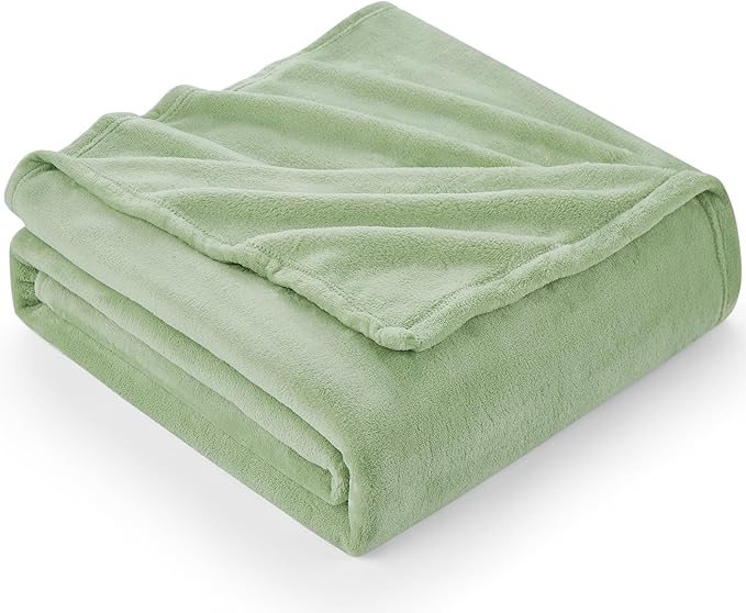 Hansleep Fleece Sage Green Throw Blanket, Super Soft Flannel Fuzzy Plush Cozy Blanket for All Seasons, Sage Green, Throw 50x60 Inches