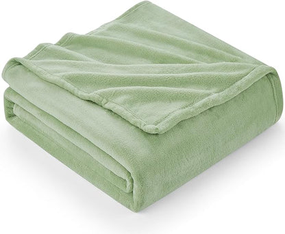 Hansleep Fleece Sage Green King Blanket, Super Soft Flannel Fuzzy Plush Cozy Blanket for All Seasons, Sage Green, King 90x108 Inches