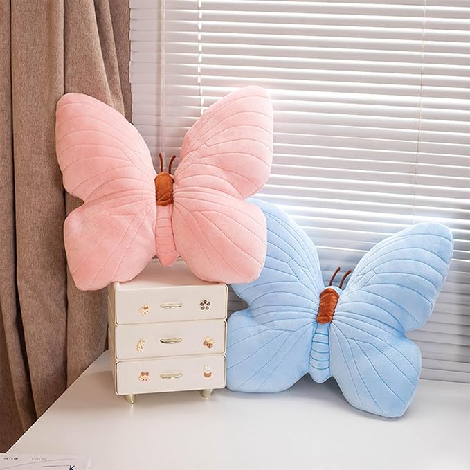 PEACH CAT Butterfly Pillow Decorative Butterfly Shaped Throw Pillows 15.7" x 15.7" Cute Plush Cushion Decor for Bedroom Living Room Sofa Couch Pink