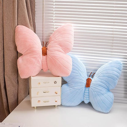 PEACH CAT Butterfly Pillow Decorative Butterfly Shaped Throw Pillows 15.7" x 15.7" Cute Plush Cushion Decor for Bedroom Living Room Sofa Couch Pink