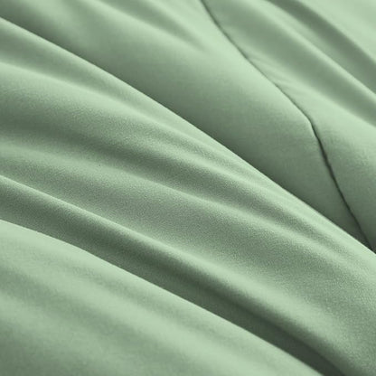 Maple&Stone Full Size Comforter Set 7 Pieces Bed in a Bag - Down Alternative Bed Set with Sheets, Pillowcases & Shams, Soft Reversible Duvet Insert,Sage Green