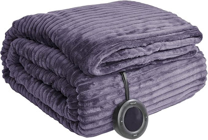 Heated Blanket Twin Size 62"x84",ETL Certification-10 Heating Levels Electric Blanket&1-10 Hour Auto Off,Machine Washable Heating Blanket (Purple)
