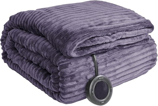 Heated Blanket Twin Size 62"x84",ETL Certification-10 Heating Levels Electric Blanket&1-10 Hour Auto Off,Machine Washable Heating Blanket (Purple)