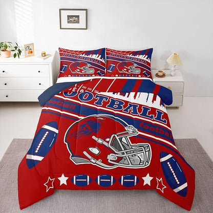 Feelyou Football Bedding Set Boys Girls Full Size Rugby Sports Comforter Set Sports Themed Women Men Football City Duvet Quilt Bedroom Decor