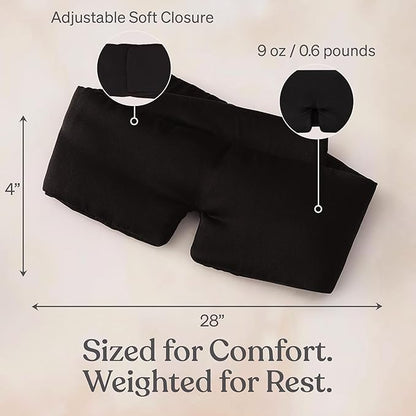 Baloo Silk Weighted Sleep Mask (Black) | Sound-Muffling Blindfold for Deep Sleep | Eye Mask with Amethyst Crystal | Relaxation & Tranquillity Mask