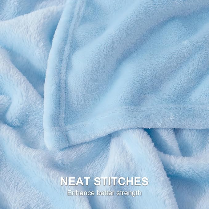 Hansleep Fleece Light Blue Twin Blanket, Super Soft Flannel Fuzzy Plush Cozy Blanket for All Seasons, Light Blue, Twin 60x80 Inches