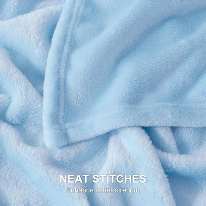 Hansleep Fleece Light Blue Twin Blanket, Super Soft Flannel Fuzzy Plush Cozy Blanket for All Seasons, Light Blue, Twin 60x80 Inches