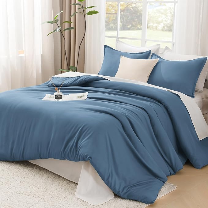 Litanika Comforters Twin XL Size Ocean Blue, 2 Pieces Lightweight Solid Bedding Set & Collections, All Season Fluffy Bed Set (68x92 Inches Comforter & 1 Pillowcase)