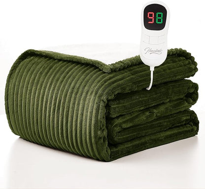 Homemate Electric Heated Blanket Full Size - 72"x84" Heating Blanket Full Size 1/2/4/6/8 Hours Auto-Off 10 Heat Level Over-Heat Protection Soft Flannel Sherpa ETL Certification