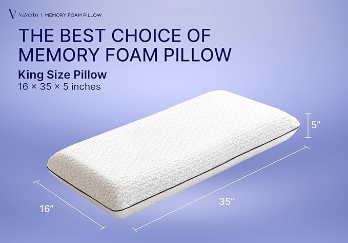 Cooling Gel Memory Foam Pillow - 2-Pack - King Size Bed Pillows For Sleeping - Medium-Firm - Back, Stomach and Side Sleeper Pillow - Shoulder & Back Pain Relief - Washable , Bamboo Viscose Cover