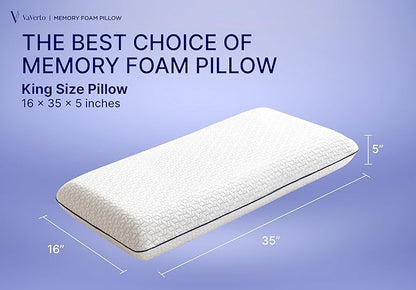 Cooling Gel Memory Foam Pillow - 2-Pack - King Size Bed Pillows For Sleeping - Medium-Firm - Back, Stomach and Side Sleeper Pillow - Shoulder & Back Pain Relief - Washable , Bamboo Viscose Cover