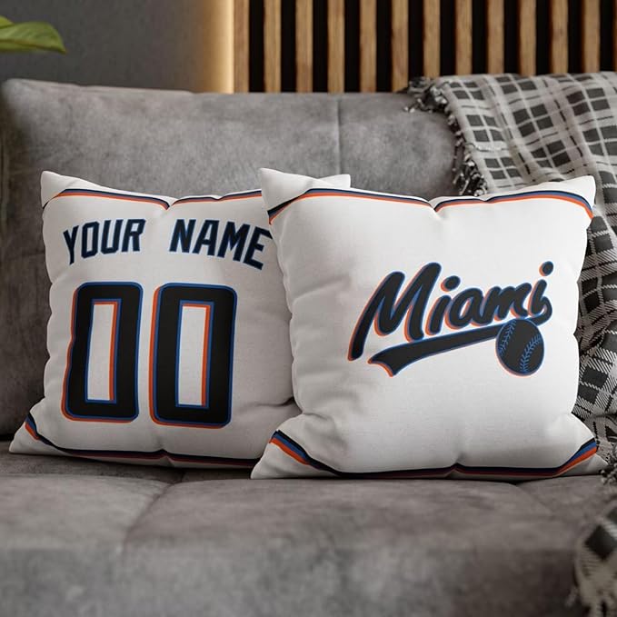 ANTKING Miami Throw Pillow Custom Name and Number for Men Women Boy Personalized Gift