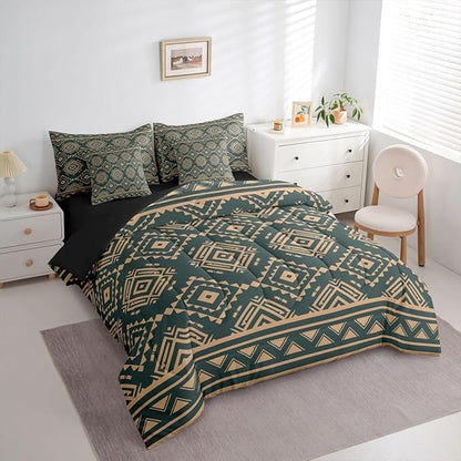Erosebridal Rustic Western Queen Comforter Set with Sheets 7 Piece Vintage Southwestern Bed in A Bag Farmhouse Aztec Nordic Style Bedding Sets for Men Adults Boho Geometric Diamond Bed Set