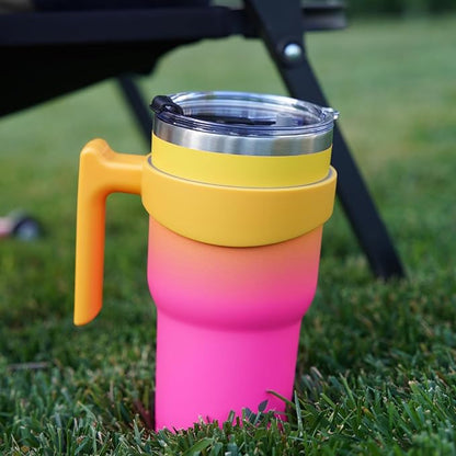 30 oz Tumbler with Handle and 2 Straw 2 Lid, Insulated Water Bottle Stainless Steel Vacuum Cup Reusable Travel Mug,Rainbow