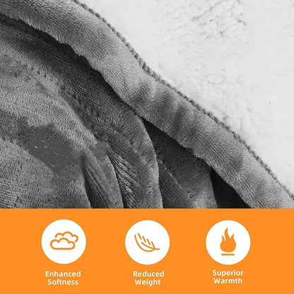 RAINOVA Heated Blanket Electric Throw, Electric Blanket-84''x90'', Soft Heating Blanket, 10-Level Heating, 10-Hour Auto-Off, Gifts for Parents and Elders, Gray, ETL & FCC Certified