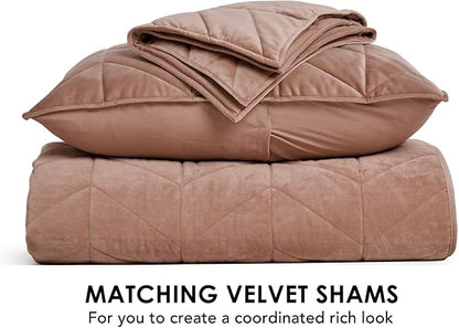 EVERGRACE 3 Pieces Luxurious Velvet King Quilts, Ultra Soft Lightweight Velvet Comforter Set, Matelasse Oversized Bedspread Coverlet for All Season with 2 Shams, Terracotta Clay, 108"x96"