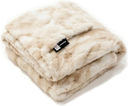 Minky Designs Crème Brulee Minky Blanket – Ultra Soft Faux Fur Throw Blanket for Couch, Bed & Home – Fluffy, Warm & Luxurious – Posh Collection (X-Large, 60x84)
