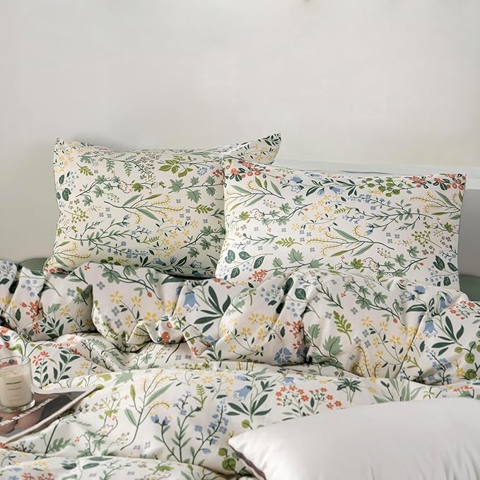 MKXI Garden Floral Comforter Set White Full Size for College Floral Bedding Comforter Set Coquette Cottagecore Aesthetic Cute Flowers Pattern Comforter for Women Teen Girls