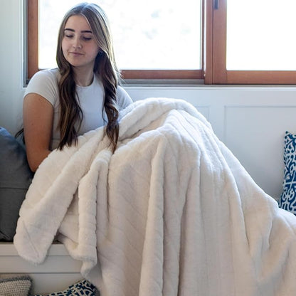 Minky Designs Polar Bear Minky Blanket – Ultra Soft Faux Fur Throw Blanket for Couch, Bed & Home – Fluffy, Warm & Luxurious – Posh Collection (Medium, 50x60)