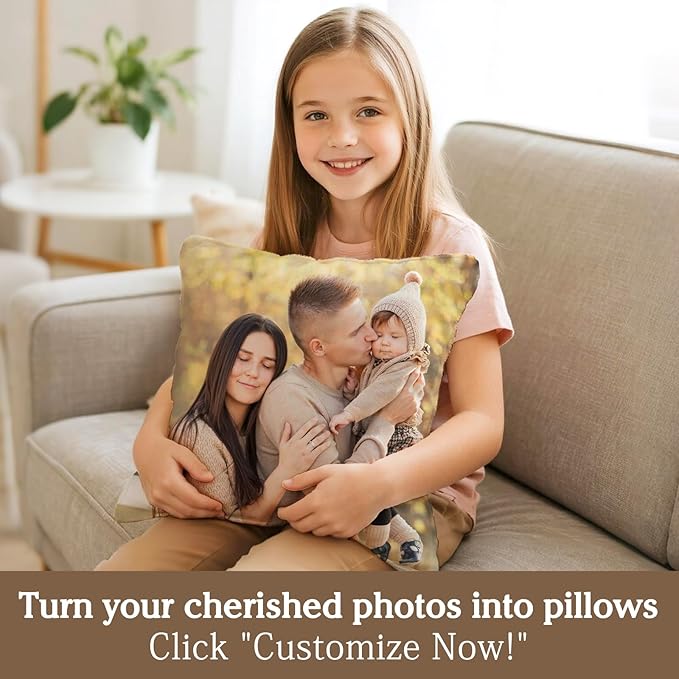 Custom Pillow with Picture & Text, Valentines Day Gifts for Boyfriend, 3D Personalized Head Face Pillows, Custom Stuffed Photo Pillow, Birthday Anniversary Funny Gift for Couple Friend Family (Square)