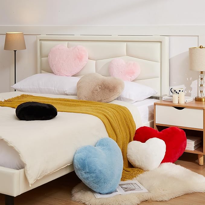 YRXRUS Heart Pillow, Black Heart Pillows, Love Pillow Gifts, 14X17 Inch Large Heart Shaped Pillows, Faux Rabbit Fur Coquette Room Decor Throw Pillows, Living, Bedroom, Indoor Outdoor