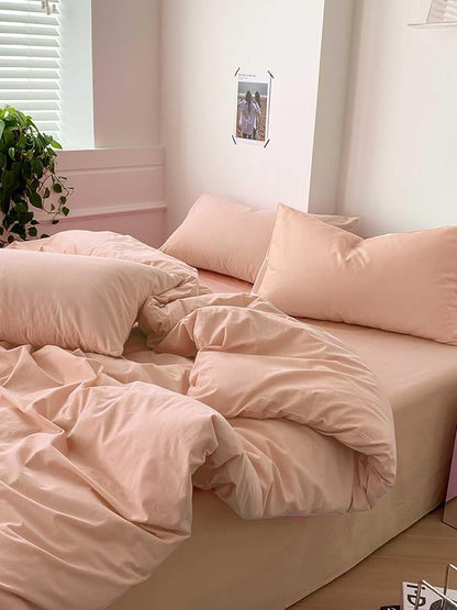 Nanko Peach Coral Queen Size Comforter Set, Soft Microfiber Down Alternative Duvet Insert, Modern Farmhouse Neutral Spring Decor Bedding Sets Bed in a Bag for Women Men Teen, 90 x 90 inch 3pcs