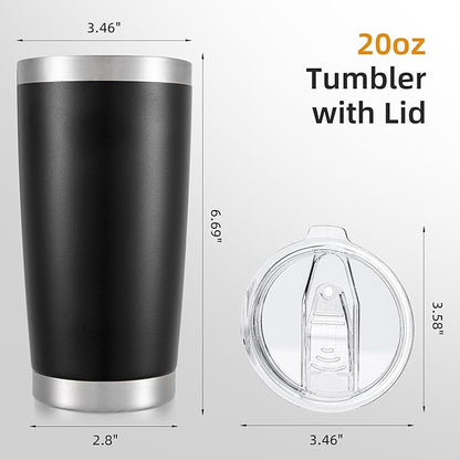 20 oz Tumbler with Lid Stainless Steel Insulated Tumblers Double Wall Vacuum Coffee Mug Powder Coated Tumbler Cups for Cold and Hot Drinks, Black, 1 pack