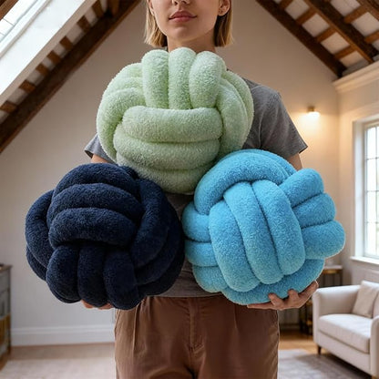 Knot Pillow - Throw Pillows Room Décor Couch Pillow for Living Room Relieve Stress, Decorative Pillows Round Knot Cushion Pet Toy, Navy 12 Inch