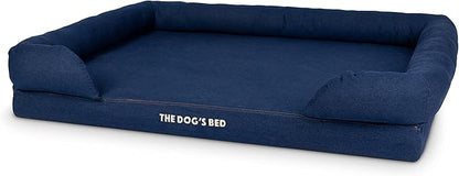 The Dog’s Bed Orthopedic Memory Foam Dog Bed with Bolsters, Oxford Fabric, Blue Denim, XXL