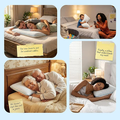 Stomach Sleeping Pillow for Back & Stomach Sleeper, Flat Soft Pillows for Sleeping Thin Memory Foam Pillow for Back Shoulder Neck Pain Relief - Cooling Ultra Thin Pillows for Sleepers 1.75-Inches