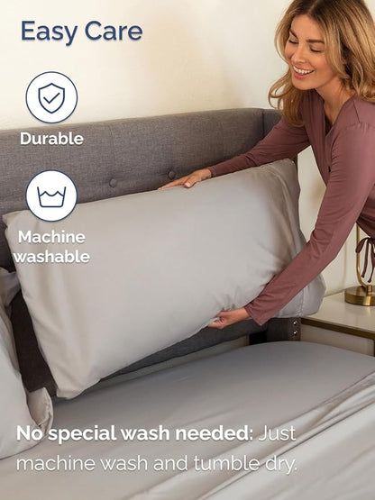Extra Deep Twin Sheet Set - 4 Piece Breathable and Cooling Sheets - Hotel Luxury Bedding for Women, Men, Kids & Teens - Easy & Secure Fit - Soft, Wrinkle Free & Comfy - Extra Deep Pockets - Light Grey