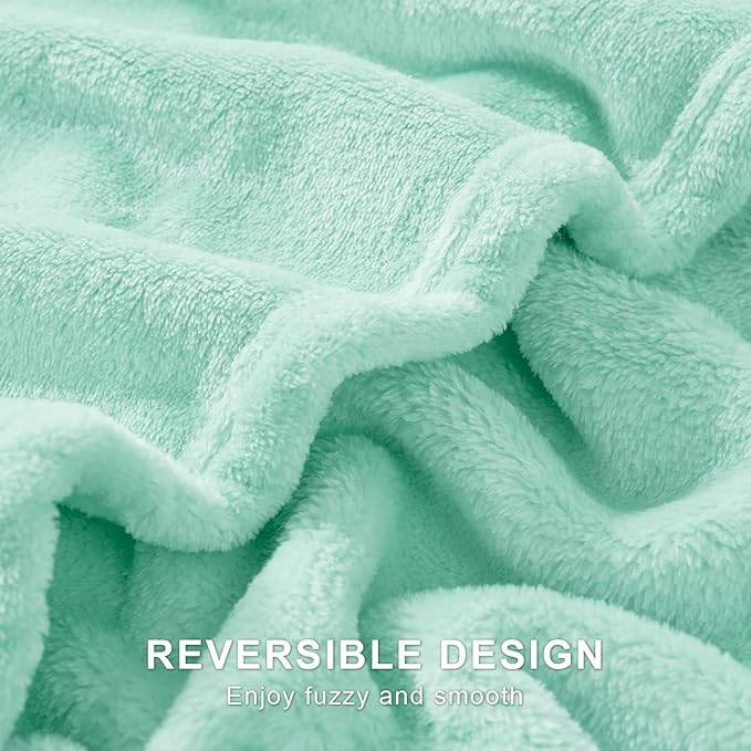 Hansleep Fleece Lake Green Throw XL Blanket, Super Soft Flannel Fuzzy Plush Cozy Blanket for All Seasons, Lake Green, Throw XL 50x70 Inches