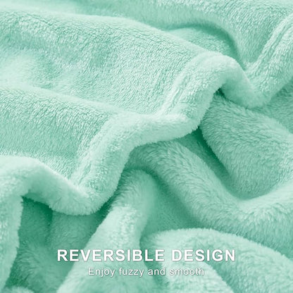 Hansleep Fleece Lake Green Twin Blanket, Super Soft Flannel Fuzzy Plush Cozy Blanket for All Seasons, Lake Green, Twin 60x80 Inches