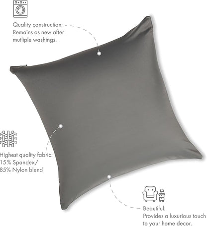 PILLOWY 26" x 26" Throw Pillow - Dark Grey: 1 PCS Luxurious Premium Microbead Pillow with 85/15 Nylon/Spandex Fabric. Forever Fluffy, Outstanding Beauty & Support. Silky, Soft & Beyond Comfortable