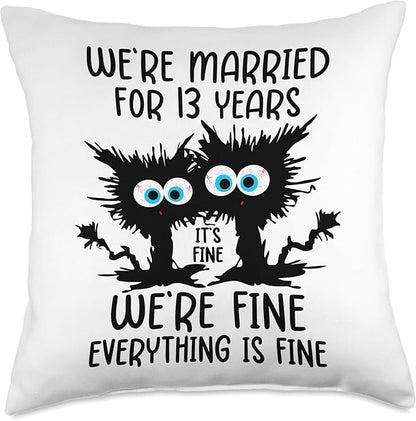 Lace Wedding We're Married for 13 Years Throw Pillow