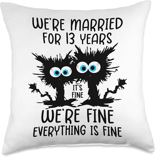Lace Wedding We're Married for 13 Years Throw Pillow