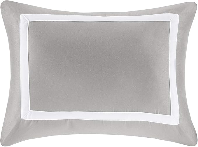 Madison Park Heritage Comforter Quilt Combo Set - Modern Luxury Design, All Season Down Alternative Bedding, Matching Shams, Decorative Pillows, King/Cal King(104"x92"), Color Block Grey 8 Piece