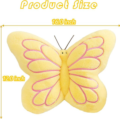Butterfly Pillow Cute Butterfly Decorative Throw Pillows Cushion 16 x 12 inch for Women Room Home Garden Sofa Couch Yellow