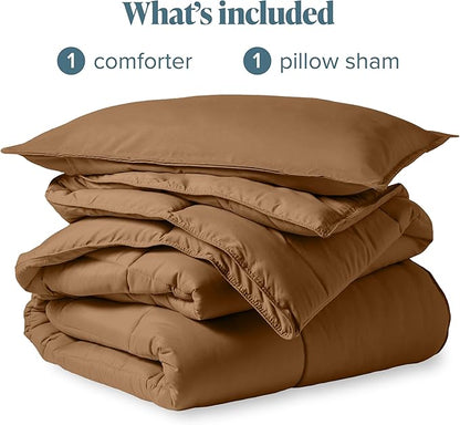 Bare Home Comforter Set - Twin/Twin Extra Long Size - Ultra-Soft - Goose Down Alternative - Premium 1800 Series - All Season Warmth (Twin/Twin XL, Caramel)