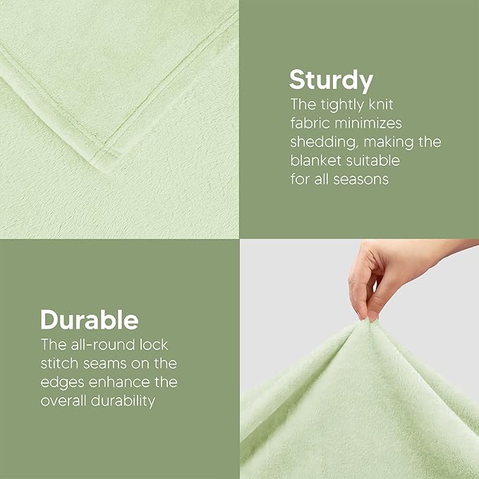 Utopia Bedding Fleece Blanket Twin Size Sage Green 300GSM Luxury Anti-Static Fuzzy Soft Microfiber Bed Blanket (60x80 Inch)